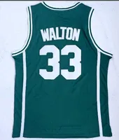 2018 Nieuwe Mens Bill Walton 33 Heliks Middelbare school Groene Borduurwerk Basketbal Jerseys, 2018 Nieuwe Trainers Basketbal Jerseys, Mannen Basketbalkleding