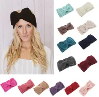 Femmes Lady Mode Crochet Big Bow Noeud Turban tricoté tête Wrap Hairband oreille hiver chaud Bandeau bande de cheveux pour fille Accessoires cheveux