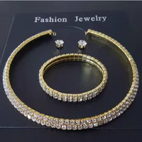 designer jewelry sets for women muiltlayer crystal necklace bracelets earrings wholesale hot fashion free of shipping