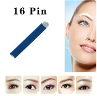 100st 16/18 pin u form tatuering nålar permanent makeup ögonbryn broderi blad för 3d microblading manuell tatuering nål