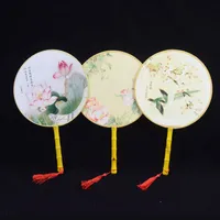 Chiński Malarstwo Tranditional Vintage Silk Round Hand Wentylator 10 sztuk A Lot Prezent Taniec Ślubny Party Darmowa Wysyłka
