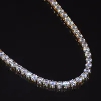 Nyanlända Kvinnors Tennis Diamond Halsband Ice Out CZ Stone Brass Material Bling Diamants Formell Prom Bröllop 3 Färger