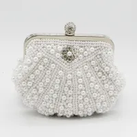 2019 Top Sale Shell Pearls Bridal Hand Bags One Shoulder Clutch Beaded Crystal Formal Evening Party Diner Bags Shell Style Cheap Sale Online