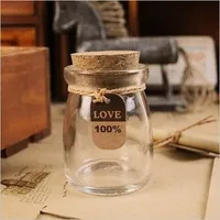 Free Shipping 5PCS Cute Mini Clear Cork Stopper Glass Bottles Vials Jars Containers 100ml Small Wishing Bottle Size 55x75mm