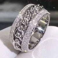 Victoria Wieck Vecalon Sprankelende Luxe Sieraden 925 Sterling Zilver Pave Tiny White Sapphire CZ Diamond Dames Bruiloft Ketting Draaibare Ring