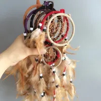 Anillos dobles hechos a mano atrapasueños hogar colgando atrapasueños decoración 6 colores artesanías mixtas hechas a mano whosale