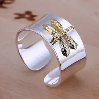 Multa 925 anillo de plata esterlina para mujeres hombres, nueva llegada de joyería de moda al por mayor 925 plata mariposa Cuff anillo 2018 enlace Italia AR11