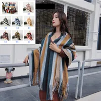 Mode Wollfarbe Passende Schals Frauen Lange Winterwolle Weiche Mix Schach Warme Schal Schal Schal
