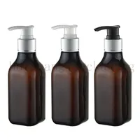 200 ml vierkante room lotion shampoo zilveren pomp plastic fles persoonlijke verzorging verpakking, 200cc vloeibare zeep dispenser flessen container 35 stks
