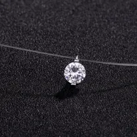 S 925 Silver Dazzling Zircon Necklace For Women And Invisible Transparent Fishing Line Simple Pendant Jewelry