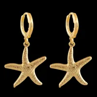 Doppel Seesternen hängende Charme-Ohrringe Großhandel Kupfer überzogen 18K Goldschmuck Made in China Modeschmuck