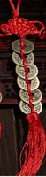 Großhandel - rote chinesische knoten feng shui set von 6 glücklichen charme alte i ching münzen prosperity schutz gutes glück home auto dekor