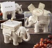 Fashion Style Resin Ivory Lucky Elephant Tea Light Candle Holder Wedding Party Home Decoration Gift Durable Candlestick c144