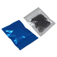 8.5x13cm Blue Front Clear Zipper Lock Aluminum Foil Food Grade Packaging Bag Self Sealing Mylar Foil Packaging Pouch for Dried Food