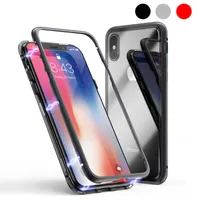 Metal Frame Magnetic Adsorption Tempered Glass Phone Case For phone MAX Smart cellphone S8 S9 Plus Note 9