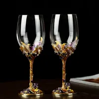 GFHGSD High-Grade Crystal Champagne-Flöten-Stand-Metall mit Email-kreativen Stil Becher-Glas-Hochzeitsgeburtstagsgeschenke LK1015