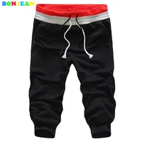 BONJEAN Long Trousers Drawstring Design Dmen&#039;s Leisure Pants Solid Color Summer Men Loose Activity Sweatpants Baggy Jogger