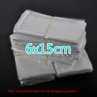 300 sztuk / partia 6x15cm Clear Transparent Shrink Wrap Pakiet Heat Seal Bag POF Prezent Packing Plastikowe Torby do Comstic Butelki Pudełka