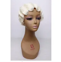 #613 Color Synthetic Wig Finger Waves Wig Hair Heat Resistant Short Wigs for African American Women Cosplay 3 Colors