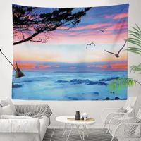 도매 저렴한 고화질 바다 그림 승화 인쇄 된 폴리 에스터 명주 새로운보기 벽 태피스 트리에 대 한 사용자 지정 크기
