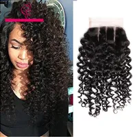 14&quot; 18&quot; Cheap Brazilian Virgin Top Lace Closure Human Hair Kinky Curly Bleached Knots Natural Black Hairpieces Greatremy (Only to U.S.)