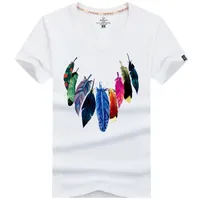 2018 hombres de verano coloridos pájaros plumas camiseta impresa Tops frescos de alta calidad ocasionales camiseta de manga corta más tamaño 2XL 3XL 4XL 5XL