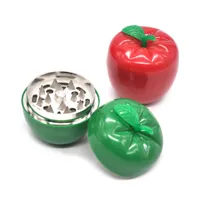 Billiga söt äpple tomat plastkvarn grön röd ört rökkvarn för rökning torr ört billig metall 53mm tobaksgrinder gratis shipping