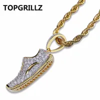 TOPGRILLZ хип-хоп мужчины женщины ювелирные изделия обувь ожерелье медь оттаявшим микро проложили CZ камень позолоченный кулон ожерелья