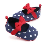 Yeni doğan kız bebek ayakkabıları prenses polka noktaları yay yumuşak pamuklu toddler beşik bebek küçük çocuk taban anti-kayma ilk yürüyüşçü