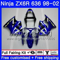 ZX6R para Kawasaki ZX600 600cc ZX636 ZX6R 98 99 00 01 02 212HM.19 ZX636 ZX 6R 636 6R 1998 1999 2000 2001 2002 Fábrica carenado azul