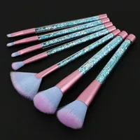 7 adet Mermaid Serisi Makyaj Fırça Seti Quicksand Kristal Kozmetik Fırçalar Toz Göz Farı Vakfı makyaj Aracı 2 renkler