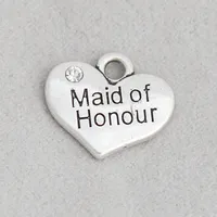 Wholesale Heart Maid Of Honour Alloy Double Side Wedding Bridal Charms Message Letter Charms 15*17mm AAC1917