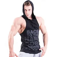 Mężczyźni Kulturystyka Bawełniana Tank Top Gyms Fitness Kamizelka Z Kapturem Bez Rękawów Z Kapturem Mężczyzna Jogger Workout Topy Bluza Dorywczo Odzież