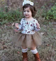 2018 Boutique recém-nascidos Roupa Kids Clothing Baby Girl Romper vestido de algodão floral bonito do unicórnio roupa da menina Romper Tulle Casual Vestidos bebê