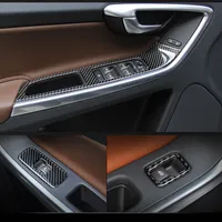Volvo XC60 S60 S60L V60 액세서리 인테리어 자동차 스티커에 대한 새로운 유형의 탄소 섬유 창 스위치 버튼 프레임 팔걸이 커버 트림