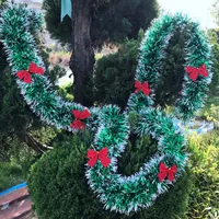 SCONTO!!! 2m (78.7" ) Decorazione natalizia Bar Tops accessori Nastro Ghirlanda Christmas Tree ornamenti bianchi Verde scuro Cane Tinsel partito