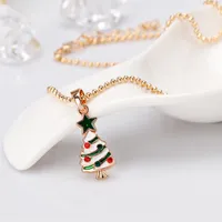 Emaille Strass Weihnachtsbaum Anhänger Halskette Vergoldete Legierung Kette Halskette Beliebte Weihnachtsgeschenke für Männer Frauen Modeschmuck