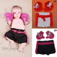 1 Satz Baby Fotografie Kleidung Infant Crochet Boxen Outfit Neugeborenen Foto Requisiten