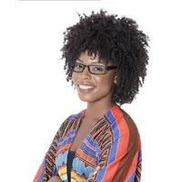 Moda Afro Krótkie Kręcone Wig Brazylijski Symulacja Włosów Ludzkich Włosów Czarny Krótki Kinky Curly Peruka w dużych zapasach