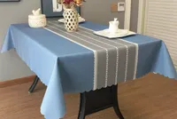 PVC waterdichte tafelkleed anti-strijkijzer en wassen effen kleur tafelkleed kunst Rechthoekige theetafel mat eenvoudig modern tafelkleed