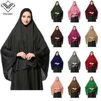 Islamic Hijab Short Abayas pour femmes Musulman Turc Vêtements islamiques avec tête Couverture Headscarf Femme Robe Loose Robe Top Qualité Islam Hijab