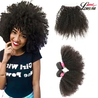 Brasilianska ARFO Kinky Hair Weave buntar Obehandlat mänskligt hår 3/4 buntar med stängning fri del brasiliansk mänsklig hårförlängning