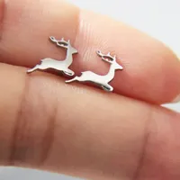 Everfast Nieuwe Tiny Fawn Earring Little Deer Rvs Oorbellen Studs Mode Oor Sieraden Chirstmas Gift voor Dames Meisjes Kinderen T114