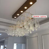 Regron Japaness Style Posta Modern Land Vintage Art Deco Wood Crystal Chandelier Light Lossrous Chandeliers Luminaries Restaurant Cafe