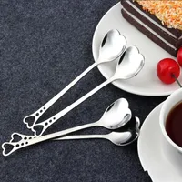 Exquisite Metal Coffee Spoons Stainless Steel Love Heart Shape Spoon High Quality Scoop Wedding Parties Supplies Tools 1hs ii