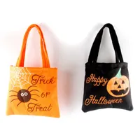 Halloween Trick or Treat Bags Pumpkin Spider Pattern Kids Tote Bag Negro Naranja Bolsa de caramelo con mango Suministros para fiestas