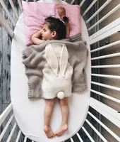 70 * 105 cm INS Cobertor de Orelha de Coelho Estéreo Crianças Coelho Cobertor de Malha Cobertor de Praia Bebê Tapete Do Bebê de Presente de Natal Cobertor
