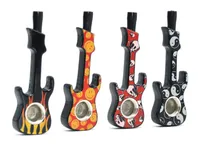 Creative zinc alloy map guitar shaped cigarette holder with spot wholesale multicolored violin metal pipe