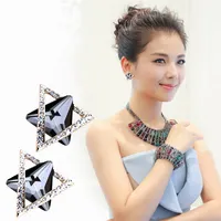 925 스털링 실버 3D 솔리드 삼각형 기하학 스터드 귀걸이 여성을위한 다이아몬드 선택 큰 귀걸이 쥬얼리 brincos