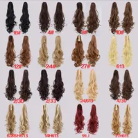 Wholesale- New Fashion Synthetic Claw Ponytail Clip In On Hair Extension Wavy Curly Style Hair Pieces 16 Colors Ponytails Free shipping